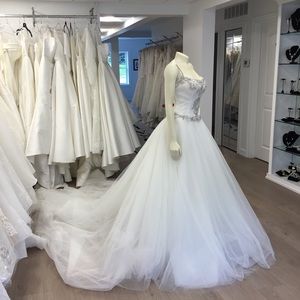 SAMPLE SALE! Custom Drop Waist Tulle Skirt Wedding Gown